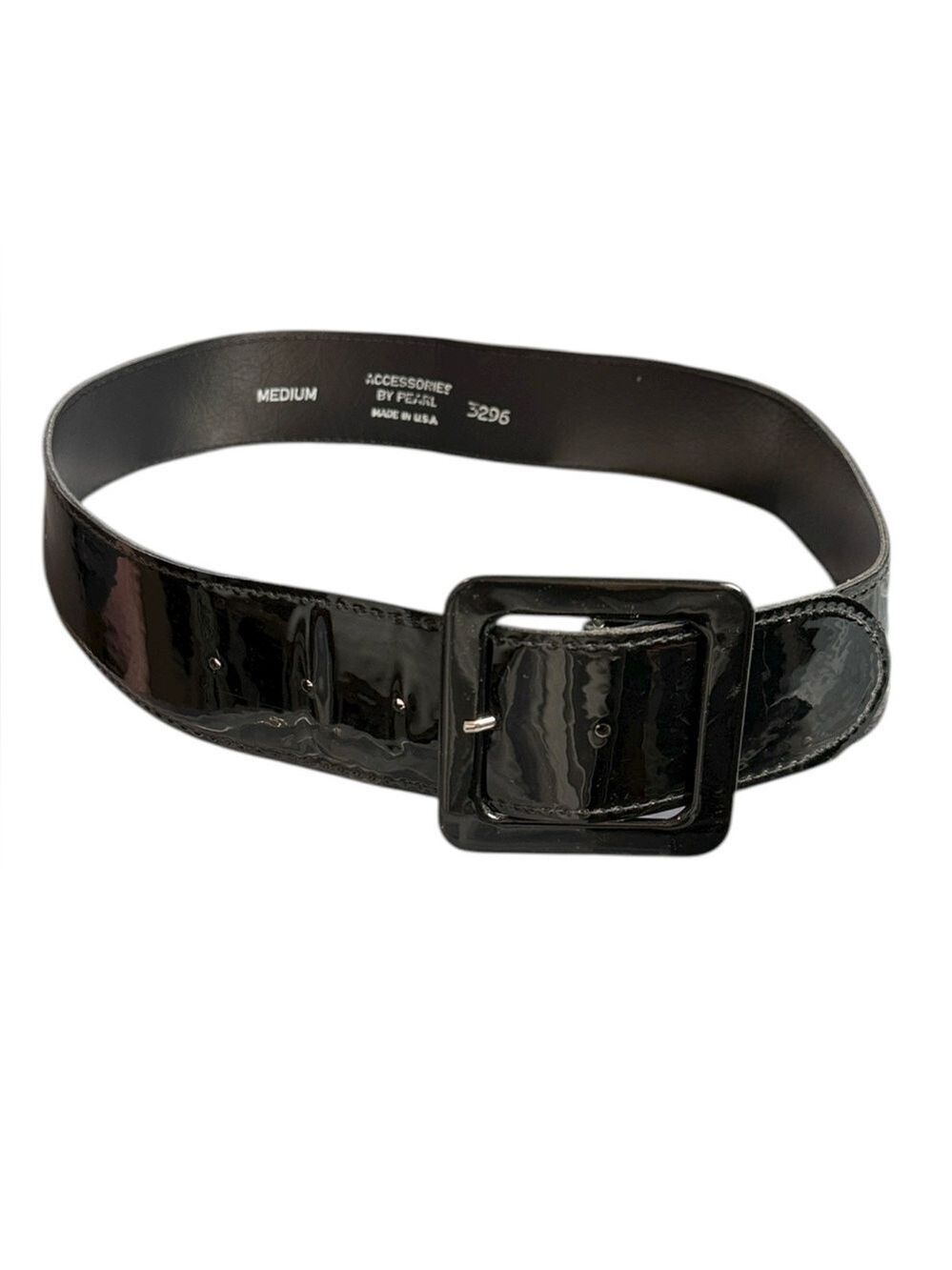 Accessories By Pearl Unisex Black Shiny Belt - Medium & Sz Small